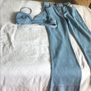Staud denim outfit